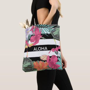 Tote Bag Fleurs Tropicales Florales Feuilles Chic Botanique
