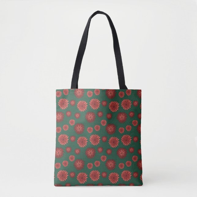 Tote Bag Fleurs tropicales florales rouges  (Devant)