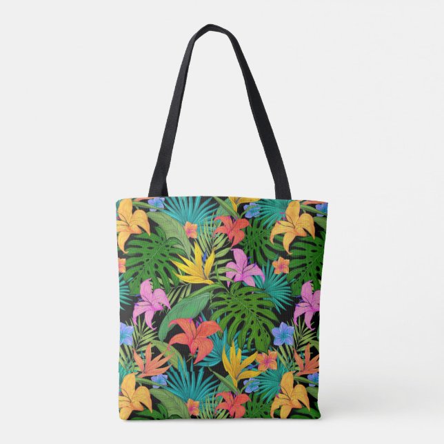 Tote Bag Fleurs tropicales hawaïennes (Dos)