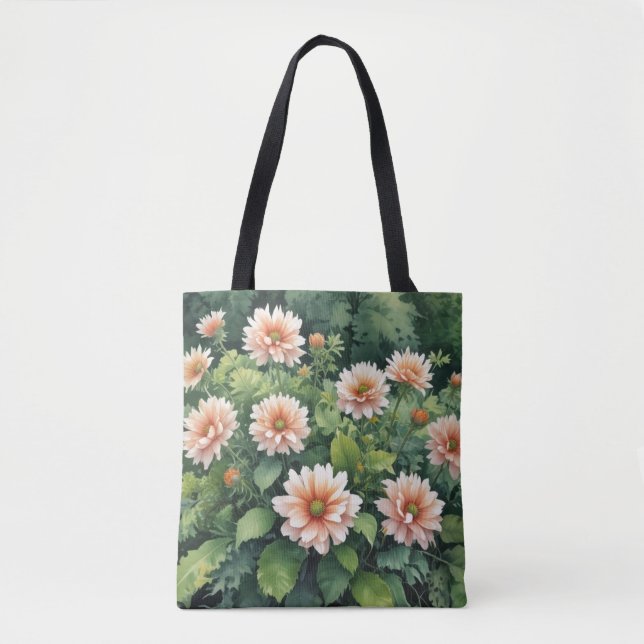 Tote Bag Fleurs Verdure Elégante Aquarelle (Devant)