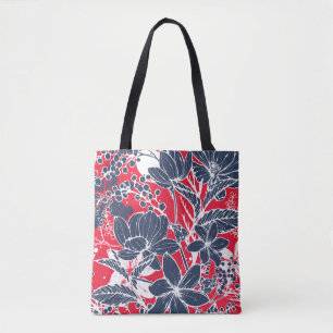 Tote Bag Fleurs vintages Creusées À La Main, Motif Élégant.