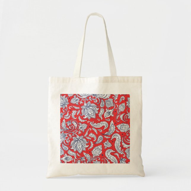 Tote Bag Fleurs vintages rouges mignons motif (Devant)