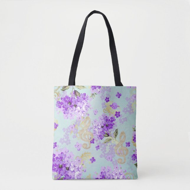 Tote Bag Fleurs violettes de Clef Arbre Floral (Devant)