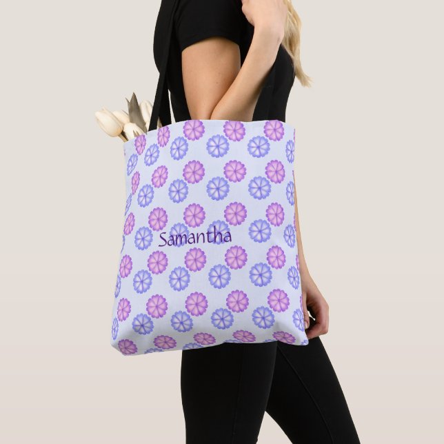 Tote Bag Fleurs Violettes Et Bleues (De près)