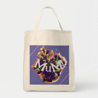 Tote Bag Fleurs violettes et oiseaux