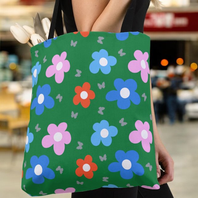 Tote Bag Fleurs vives et papillons (Créateur téléchargé)