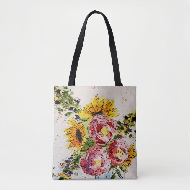 Tote Bag Fleurs Whimsical Watercolor Fourre-tout (Devant)