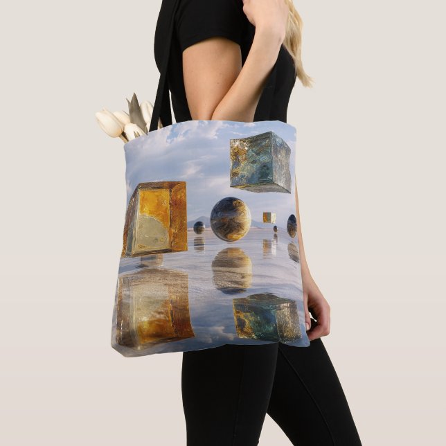 Tote Bag Floating Geometric Marvels Over Water (De près)