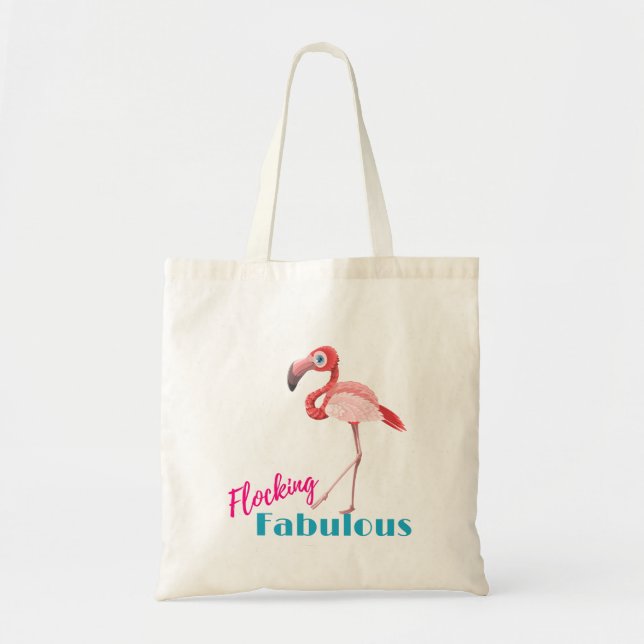 Tote Bag Flocking Fabulous Typography avec Flamant rose ros (Devant)