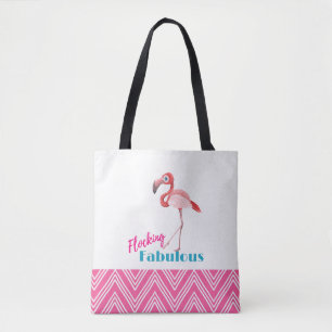 Tote Bag Flocking Fabulous Typography avec Flamant rose ros