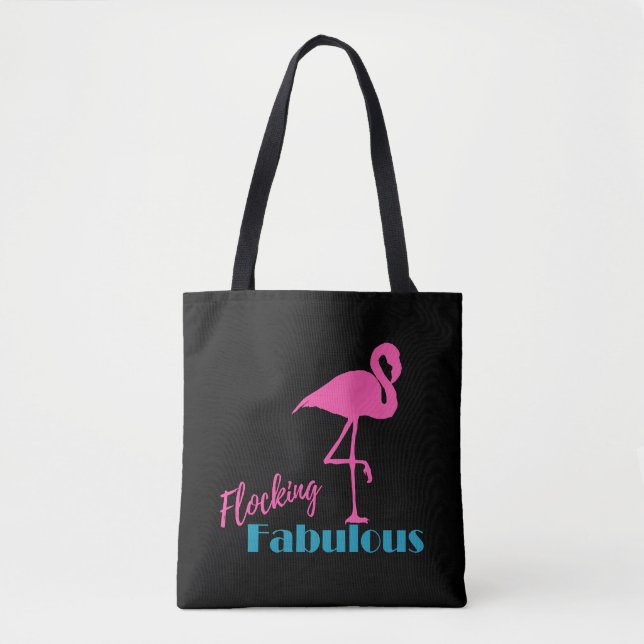 Tote Bag Flocking Fabulous Typography avec Flamant rose ros (Devant)