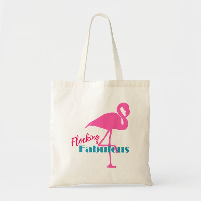 Tote Bag Flocking Fabulous Typography avec Flamant rose ros (Devant)