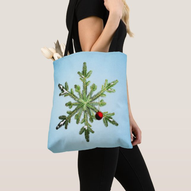 Tote Bag Flocon de neige à pin de Noël (De près)