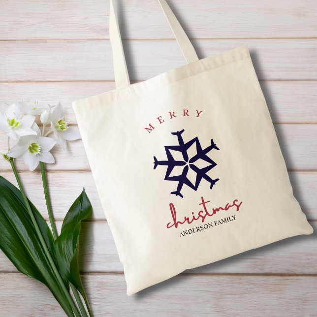 Tote Bag Flocon de neige d'avion bleu de Noël Aviation mode (Créateur téléchargé)