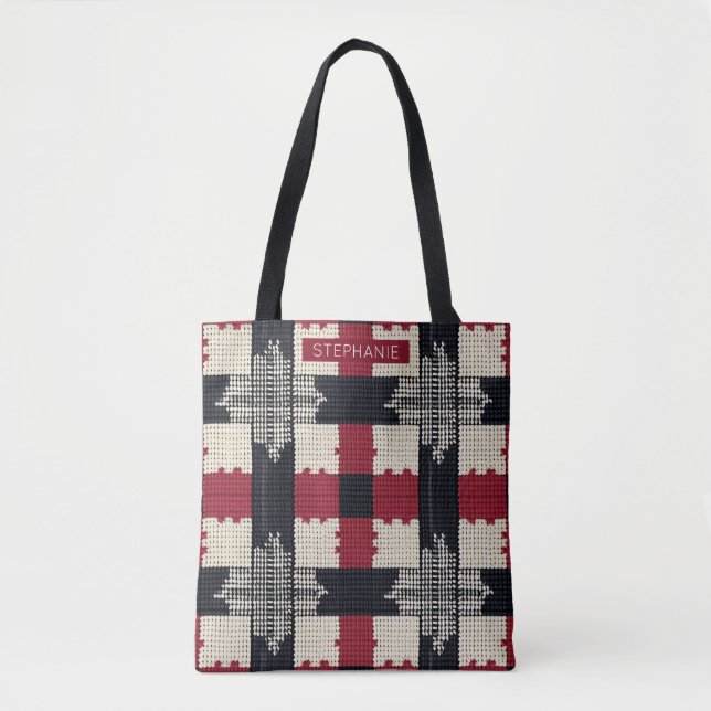 Tote Bag Flocon de neige de Knit rustique - Boho d'hiver co (Devant)