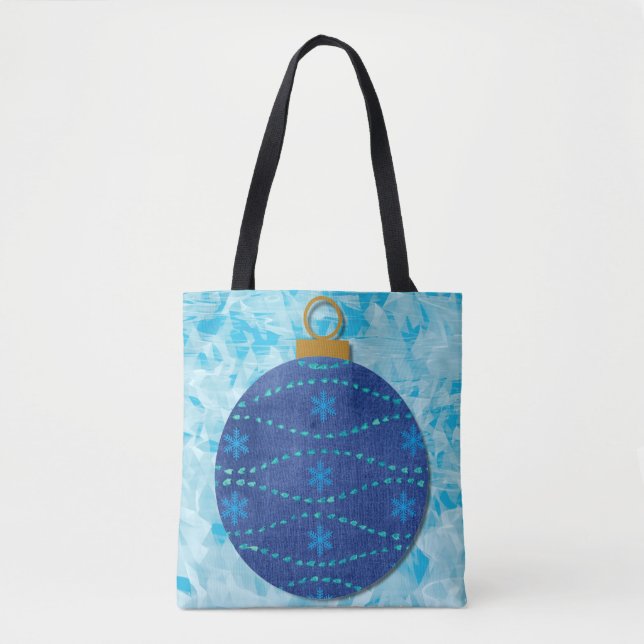 Tote Bag Flocon de neige de Noël Ornement bleu Aqua Fourre- (Devant)