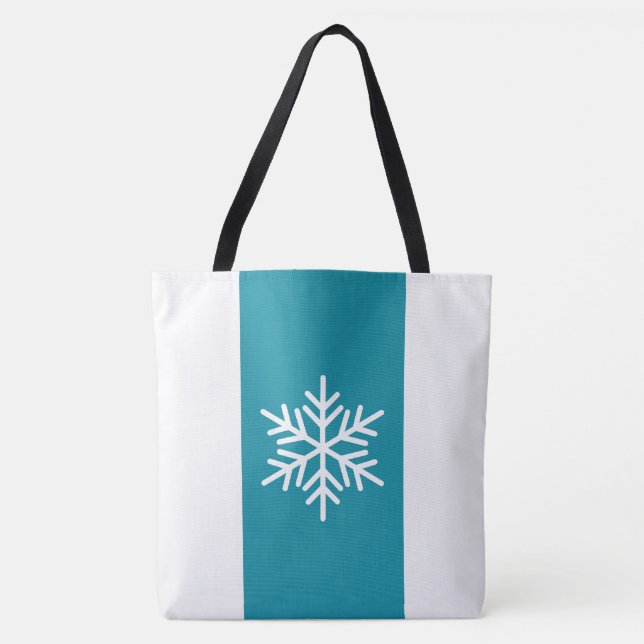 Tote Bag Flocon de neige élégant rayures verticales bleu sa (Devant)