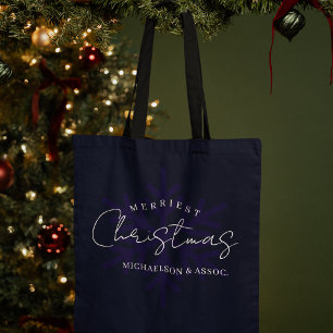 Tote Bag Flocon de neige Noël le plus joyeux Bleu marine