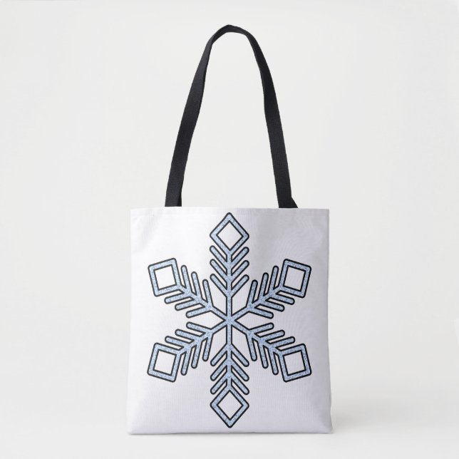 Tote Bag Flocon de Neige Pailleté - Branches Bleu Bébé (Devant)