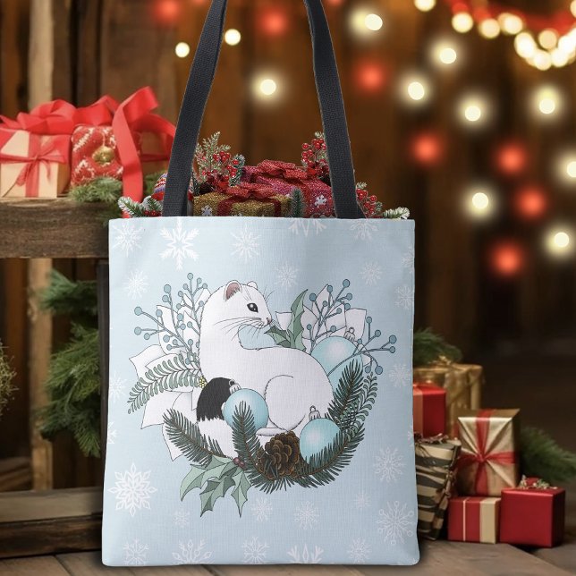 Tote Bag Flocons de neige bleu Ermine blanche  (Créateur téléchargé)