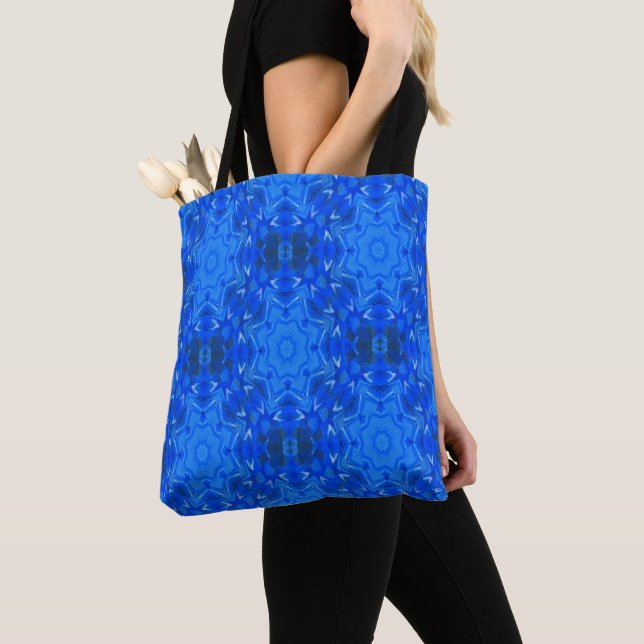 Tote Bag Flocons de neige bleu glacé.... (De près)