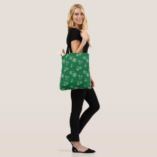 Tote Bag Flocons de neige faits main - Vert clair et blanc