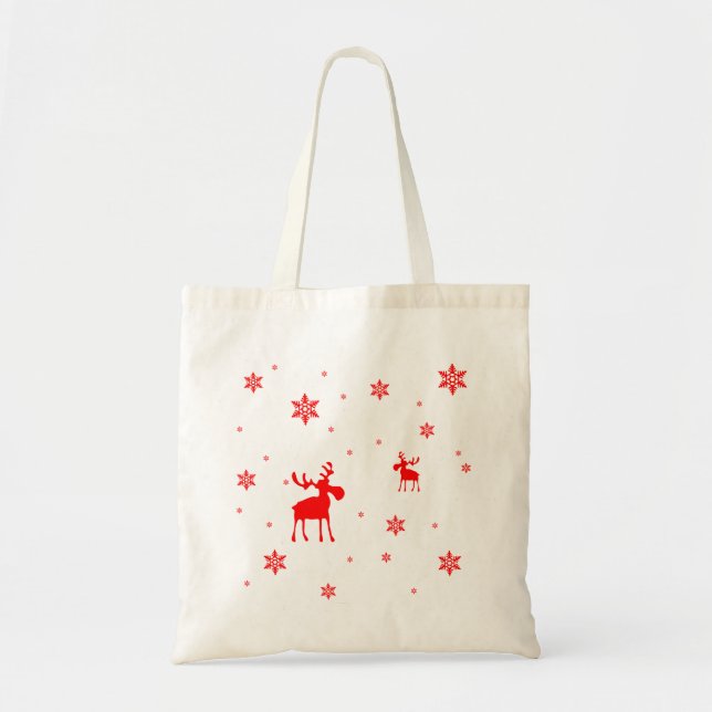 Tote Bag Flocons de neige rouges simples modernes (Devant)