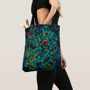 Tote Bag Flor virtuel em azul gradiente, estilhaçada
