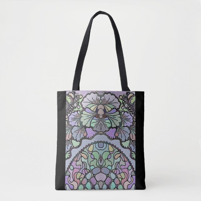 Tote Bag Floral abstrait pansement motif en mosaïque (Devant)