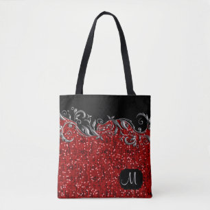 Tote Bag Floral argenté métallique avec les confettis