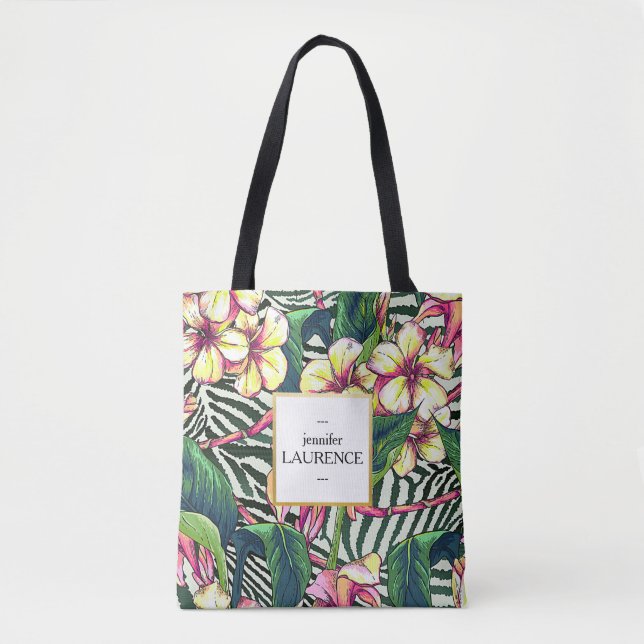 Tote Bag Floral audacieux hawaïen de Plumeria personnalisé (Devant)