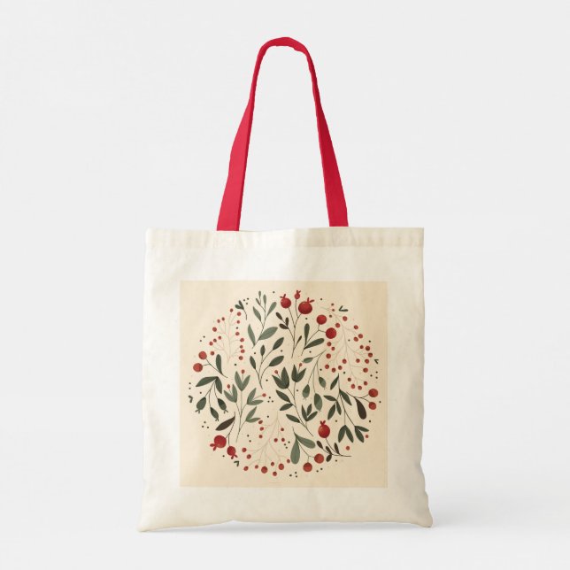 Tote Bag Floral Berry Circle Design (Dos)