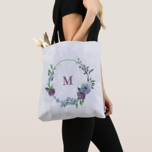 Tote Bag Floral bleu pourpre