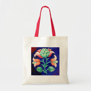 Tote Bag FLORAL, bleu rose vert