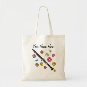 Tote Bag Floral Clarinet Fleurs Bois Musicien Liquide Perso