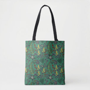 Tote Bag Floral continu fleurs motif vert arrière - plan