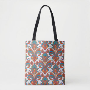 Tote Bag Floral damask coloré transparent motif
