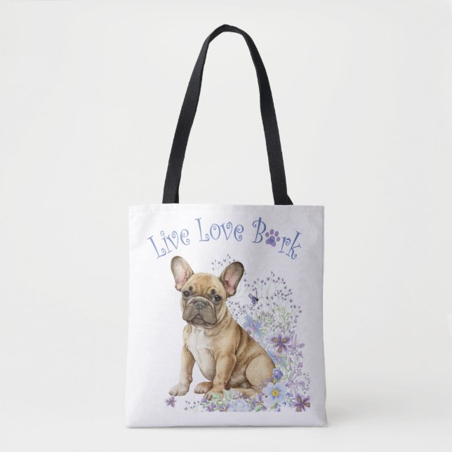 Tote Bag Floral de Bulldog français (Devant)