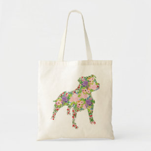 Tote Bag Floral de Staffordshire Bull Terrier