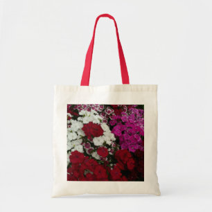 Tote Bag Floral Dianthus blanc, rose et rouge