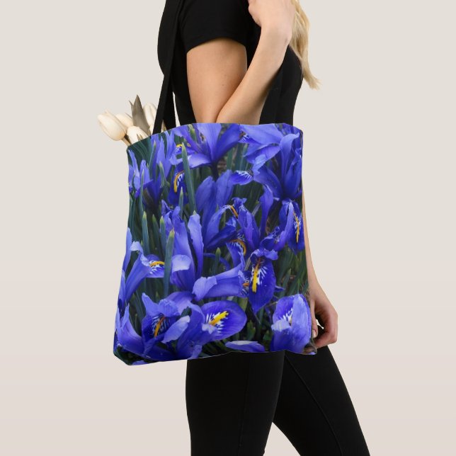 Tote Bag Floral d'Irises réticulées pourpres (De près)