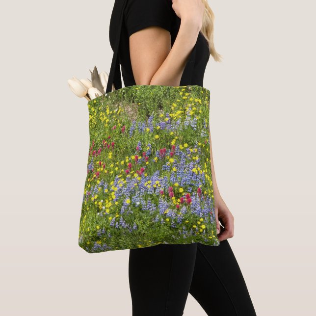 Tote Bag Floral Fleur sauvage de prairie coloré (De près)