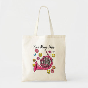 Tote Bag Floral Horn Hornist Brass musicien Personnalisé