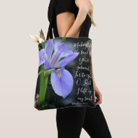 Floral (iris d'eau) avec verset du Psaume 86:4