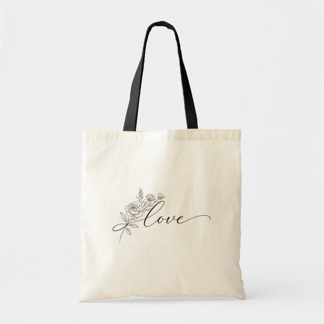Tote Bag Floral love in elegant chic  (Devant)