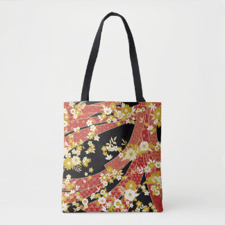 Tote Bag Floral Mix Kimono Pattern