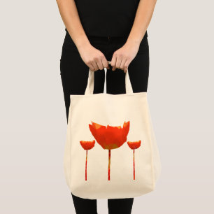 Tote Bag Floral Moderne Abstrait Orange Poppy