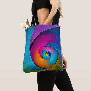 Tote Bag Floral moderne Art Abstrait rose Bleu Motif #17
