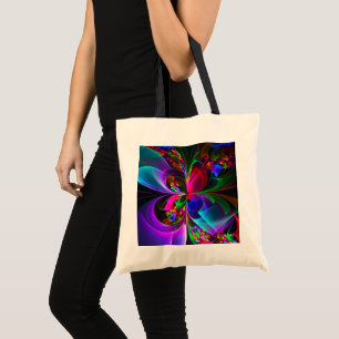Tote Bag Floral moderne Art Abstrait Rouge Bleu Motif #12