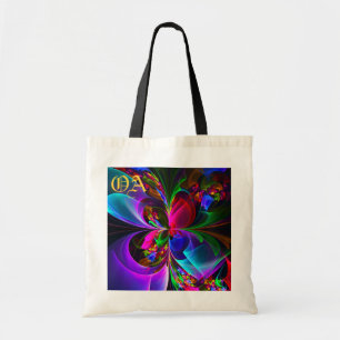 Tote Bag Floral moderne Art Abstrait Rouge Bleu Motif #12